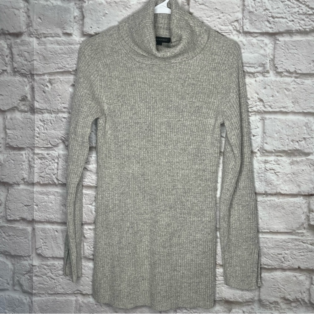 Banana Republic Turtleneck Sweater Tunic Top Blouse Gray Womens Size small